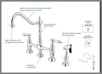 Kingston Brass Ks1271albs Heritage Bridge Kitchen Faucet